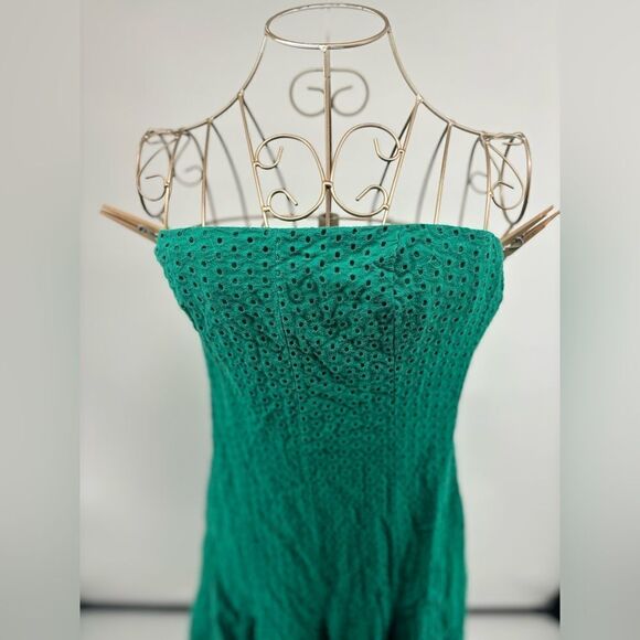 Maeve by Anthropology long green eyelet strapless dress size 8 - Picture 10 of 12